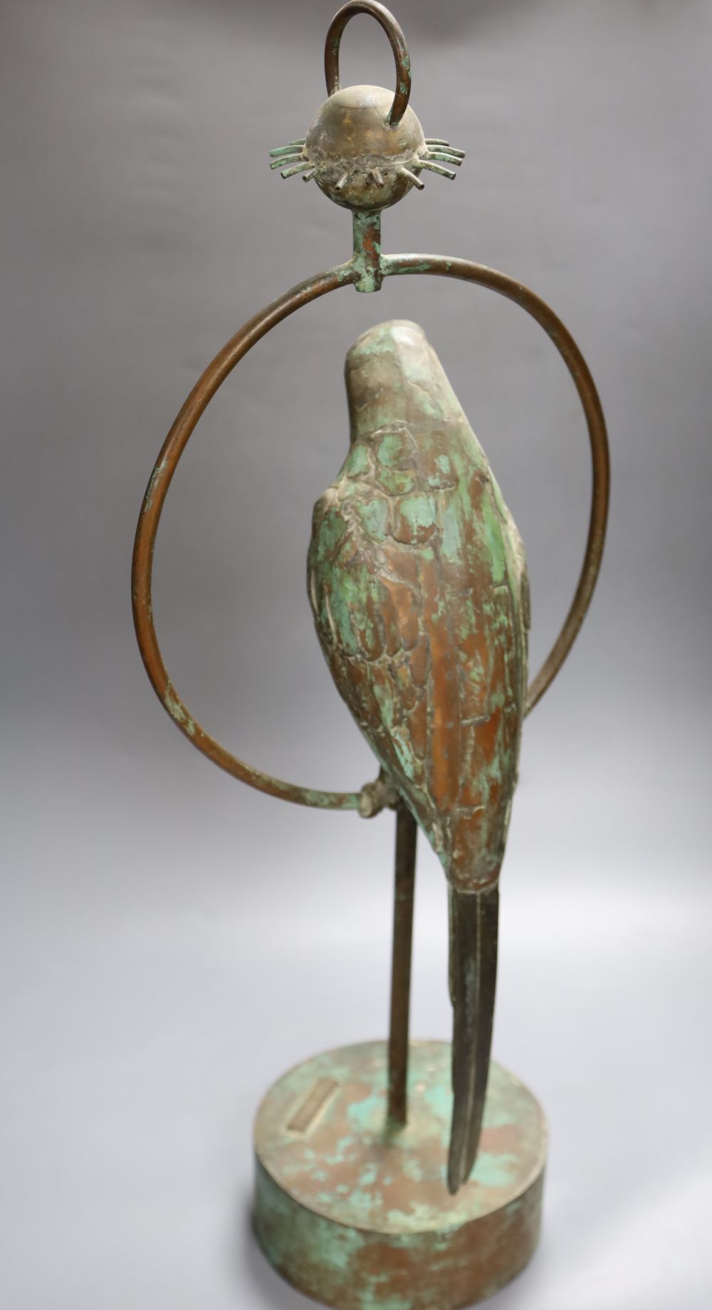 Eugene Holmann. A copper macaw water fountain, height 70cm